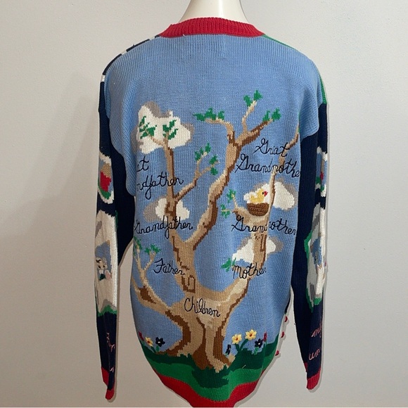 EAGLE'S Eye Collectibles Vintage Women's Family Tree Knit Cardigan Sweater Sz L - Picture 3 of 16